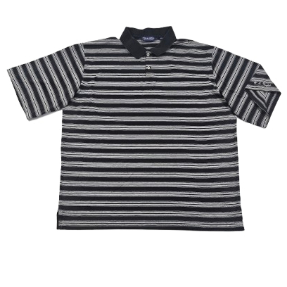 Polo Golf Ralph Lauren Pima Cotton Mens XXL Black White Stripe Shirt Soft Sport
